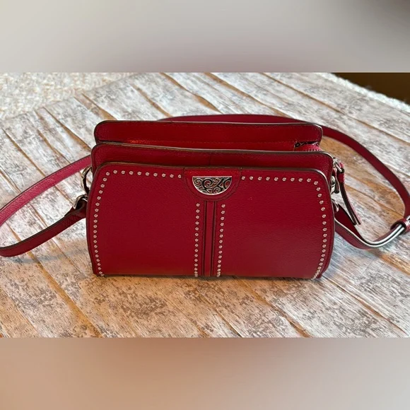 Preloved Like New Brighton Red Silver Studded Organizer Purse - Picture 2 of 9